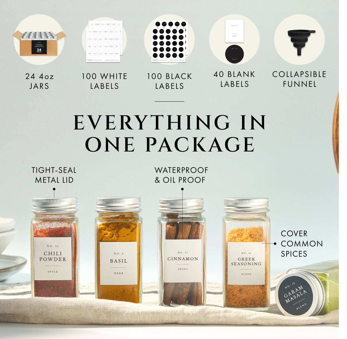 SPICE JARS WITH METAL LID