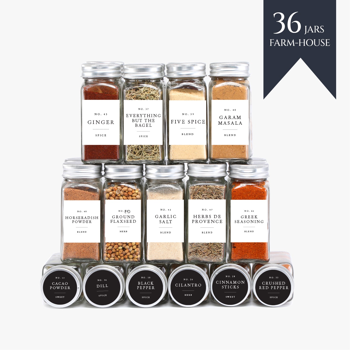 Barattoli Metallici Per Spezie Con Etichette – Set Contenitori Ermetici Per Erbe Aromatiche – PL