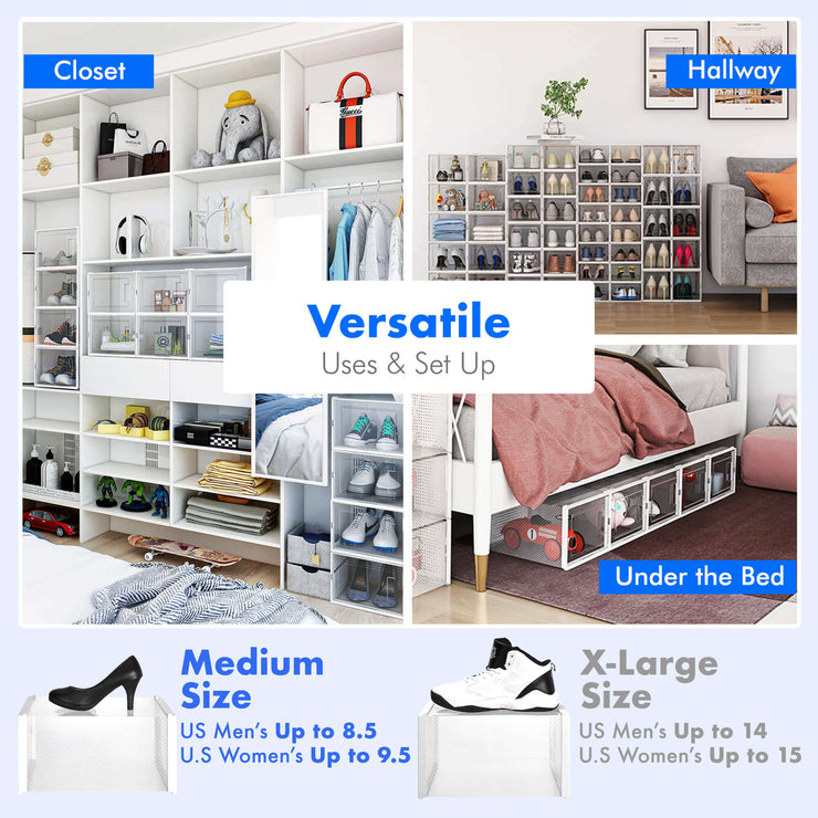 The Neatly shoe organizers are quite versatile, as they can be assembled to fit a range of spaces to store shoes in the closet, hallway or under the bed. 