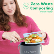 With two-bucket design indoor compost bin, the inner compost pail for kitchen can be easily removed to discard compost and washed more often
