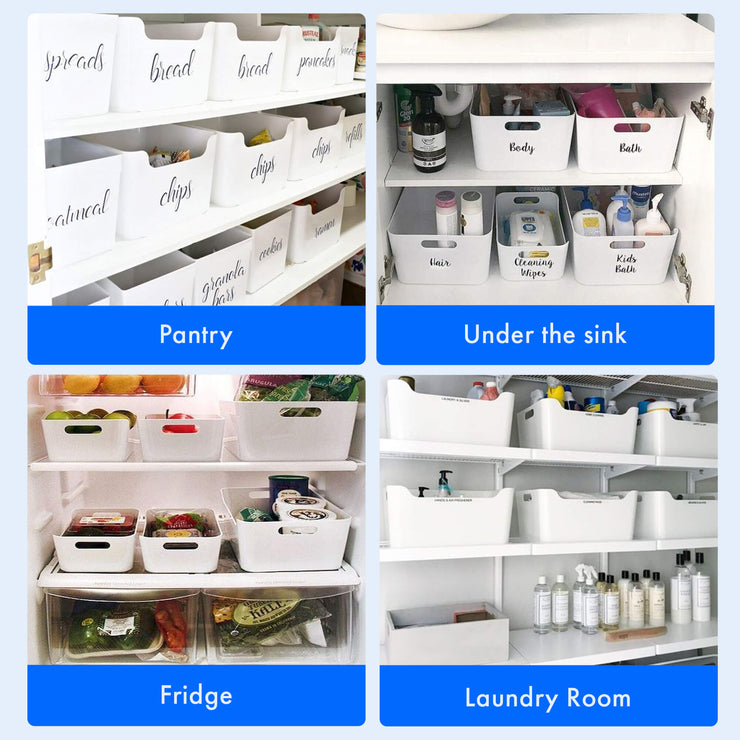 White Storage Bins, Kitchen Pantry Organization and Storage