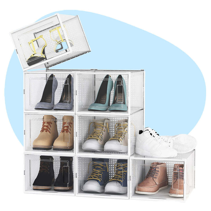  The extra large shoe containers caters larger shoes, sneakers, boots and high heels
