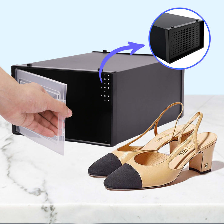 plastic shoe boxes with lids has built-in ventilation system to ensure your shoes are protected against dust and dirt